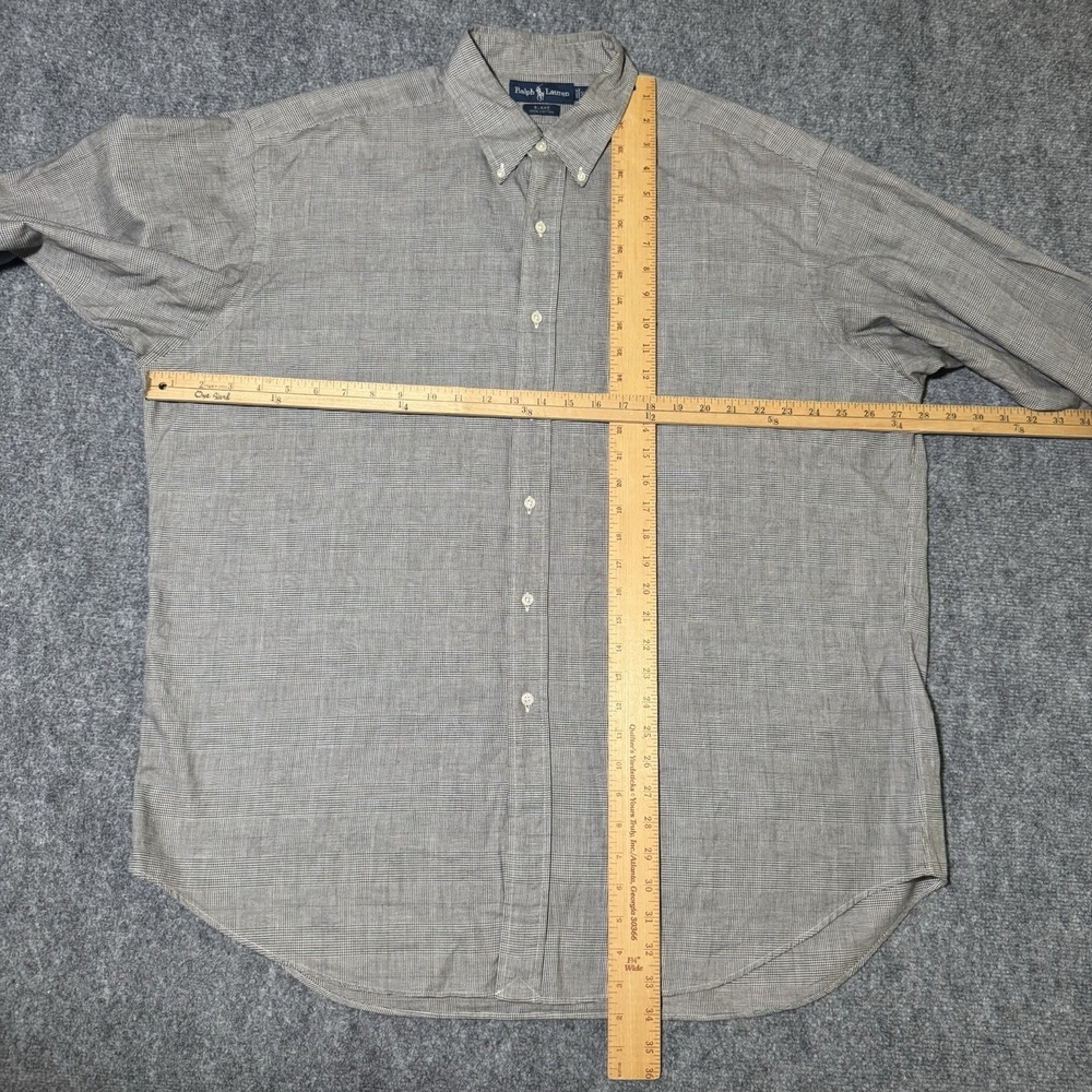 VTG Polo Ralph Lauren Blake Long Sleeve Button Down Shirt Glen Check Men XL Gray - Picture 6 of 12